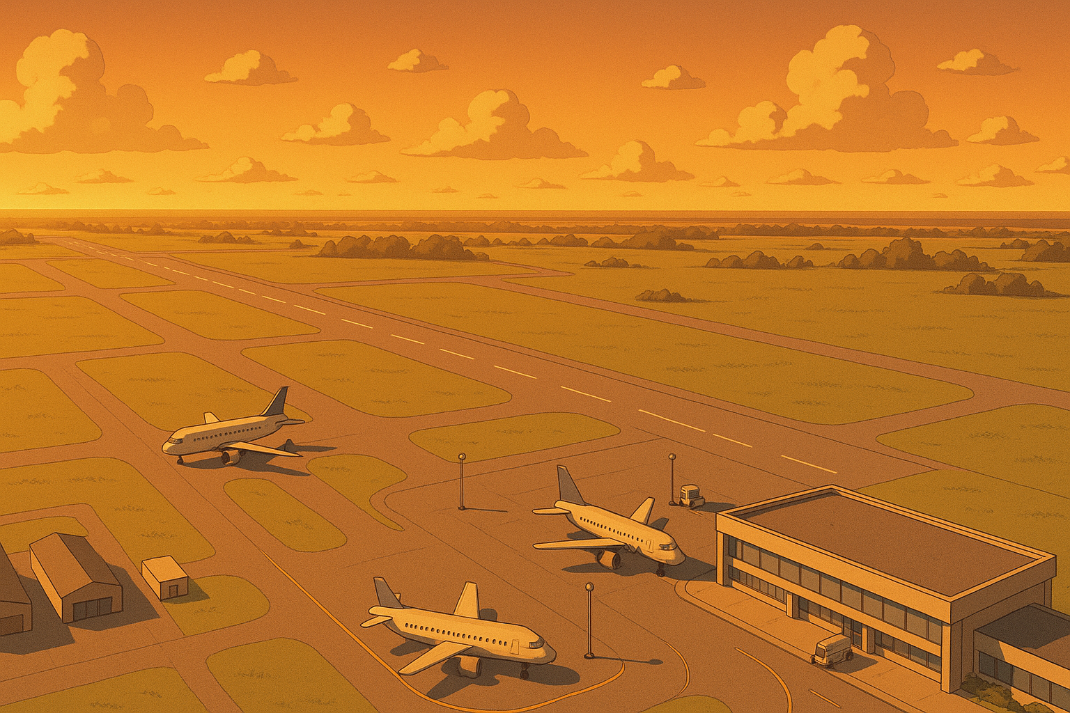 Airport at sunset